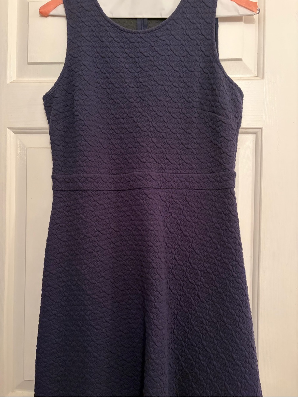 LOFT Sleeveless Textured Midi Dress in Navy